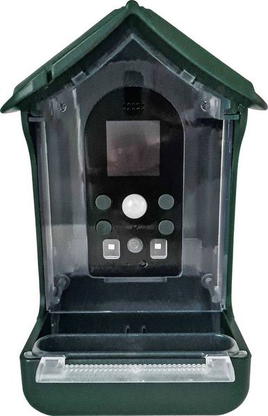 Berger & Schröter Futterhaus ES50BS 150 ml Vogel Grün, Grau mit Bewegungsmelder, Kamera, Speicherkarten-Slot, Solarpanel 1 St. ES50BS