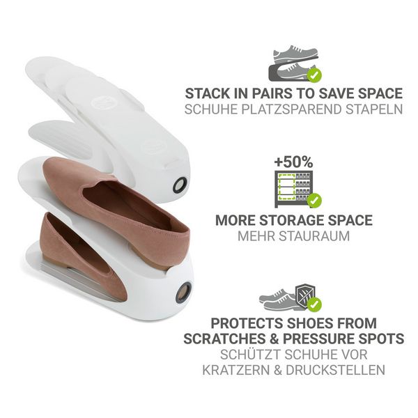 Produktbild: Schuhhalter Wei&szlig; 8er Set, platzsparend &uuml;bereinander stapelbar