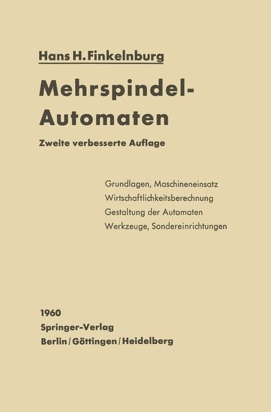 Mehrspindel-Automaten, Taschenbuch von Hans H. Finkelnburg, Springer Berlin, 9783642480577