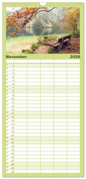 Produktbild: Familienplaner 2026 - Slowenische Landschaften mit 5 Spalten (Wandkalender, 21 x 45 cm) CALVENDO