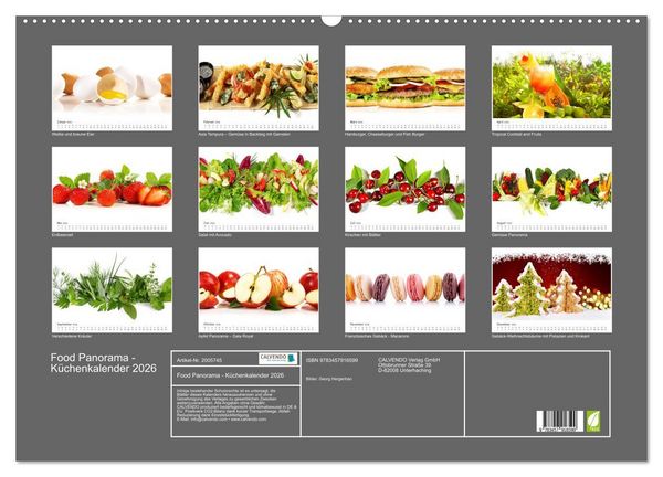Produktbild: Food Panorama - K&uuml;chenkalender 2026 (Wandkalender 2026 DIN A2 quer), CALVENDO Monatskalender
