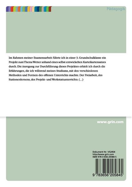 Produktbild: Unterricht zum Wetter anhand eines Karteikartensatzes - Konstruktion und Auswertung