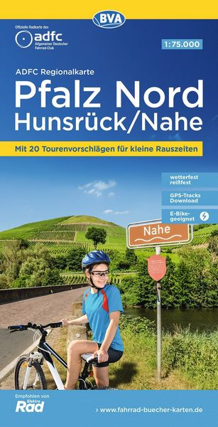 Produktbild: BVA ADFC Regionalkarte Pfalz Nord/ Hunsr&uuml;ck/ Nahe 1:75.000