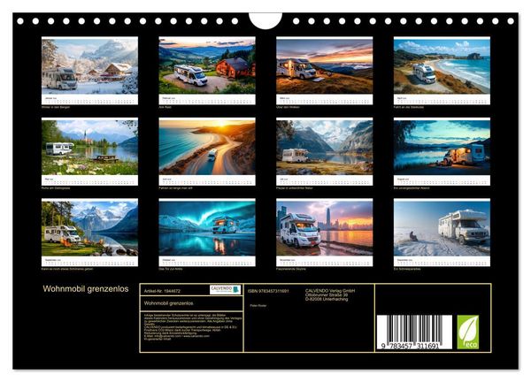 Produktbild: Wohnmobil grenzenlos (Wandkalender 2026 DIN A4 quer), CALVENDO Monatskalender