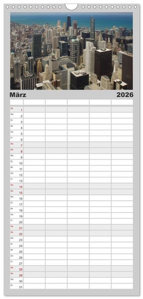 Produktbild: Familienplaner 2026 - beeindruckendes Chicago mit 5 Spalten (Wandkalender, 21 x 45 cm) CALVENDO
