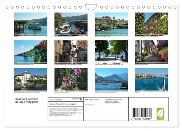 Produktbild: Isola dei Pescatori im Lago Maggiore (Wandkalender 2027 DIN A4 quer), CALVENDO Monatskalender