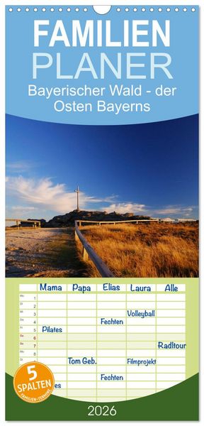 Produktbild: Familienplaner 2026 - Bayerischer Wald - der Osten Bayerns mit 5 Spalten (Wandkalender, 21 x 45 cm) CALVENDO