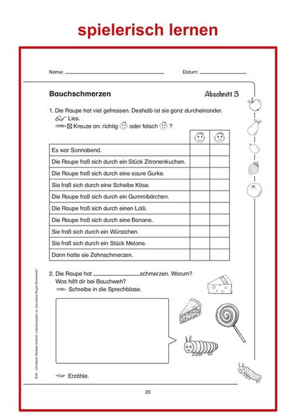 Produktbild: Literaturprojekt zu Die kleine Raupe Nimmersatt
