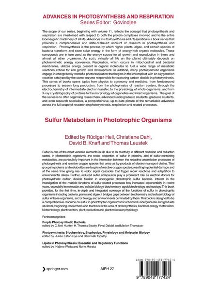 Produktbild: Sulfur Metabolism in Phototrophic Organisms