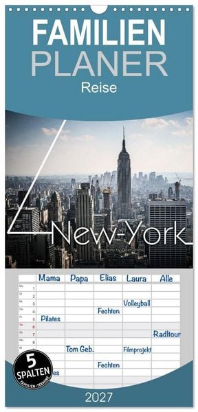 Produktbild: Familienplaner 2027 - New York Shoots mit 5 Spalten (Wandkalender, 21 x 45 cm) CALVENDO