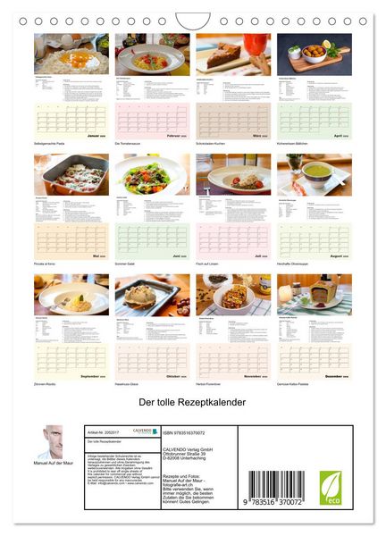 Produktbild: Der tolle Rezeptkalender (Wandkalender 2026 DIN A4 hoch), CALVENDO Monatskalender