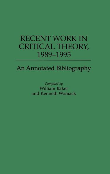 Produktbild: Recent Work in Critical Theory, 1989-1995