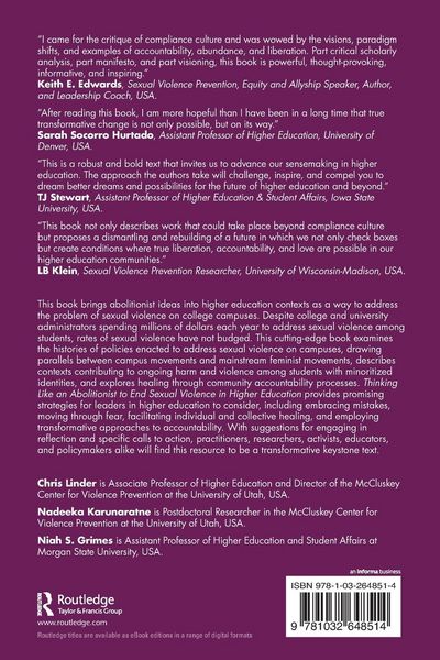 Produktbild: Thinking Like an Abolitionist to End Sexual Violence in Higher Education