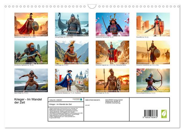 Produktbild: Krieger - Im Wandel der Zeit (Wandkalender 2026 DIN A3 quer), CALVENDO Monatskalender