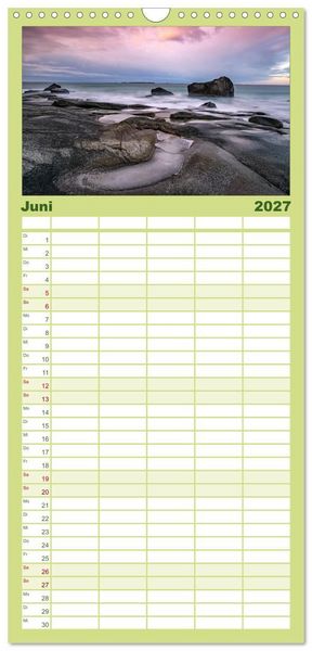 Produktbild: Familienplaner 2027 - Norwegische Landschaften mit 5 Spalten (Wandkalender, 21 x 45 cm) CALVENDO