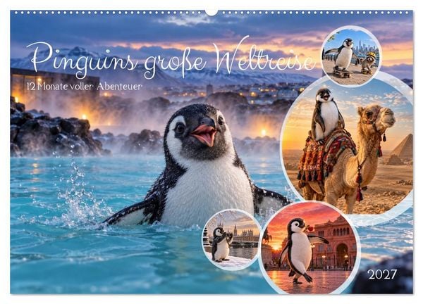 Produktbild: Pinguins gro&szlig;e Weltreise (Wandkalender 2027 DIN A2 quer), CALVENDO Monatskalender
