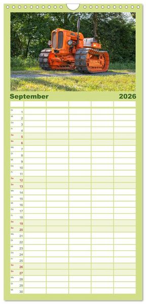 Produktbild: Familienplaner 2026 - Traktoren &ndash; Nostalgie auf dem Bauernhof mit 5 Spalten (Wandkalender, 21 x 45 cm) CALVENDO