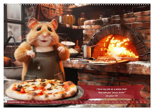 Produktbild: Funny charming animals as pizza chef (High Quality Premium Wall Calendar 2026 DIN A2 landscape),CALVENDO 12 Month Wall Calendar