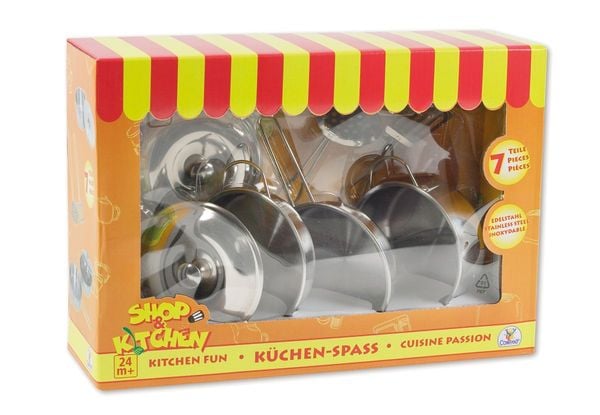 Toy Company - Shop & Kitchen: Edelstahl Topf-Set, 7-teilig