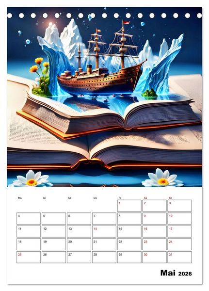 Produktbild: Magische surreale Buchwelten (Tischkalender 2026 DIN A5 hoch), CALVENDO Monatskalender