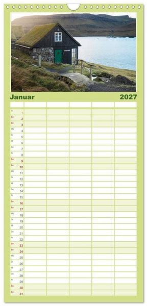 Produktbild: Familienplaner 2027 - F&Auml;R&Ouml;ER INSELN - Herbstlichter mit 5 Spalten (Wandkalender, 21 x 45 cm) CALVENDO