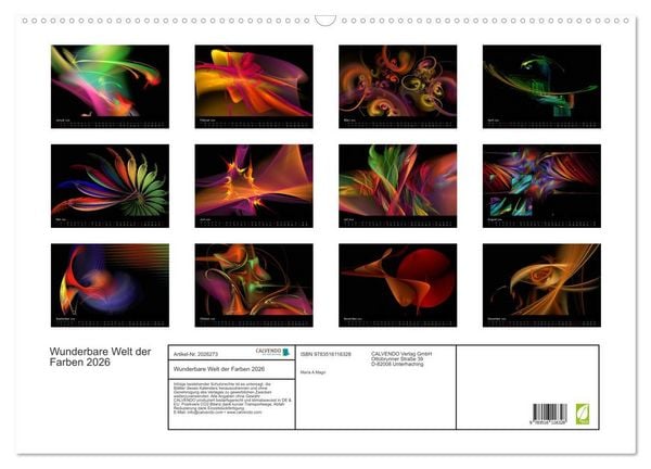 Produktbild: Wunderbare Welt der Farben 2026 (Wandkalender 2026 DIN A2 quer), CALVENDO Monatskalender