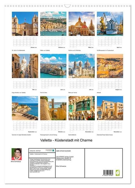 Produktbild: Valletta - K&uuml;stenstadt mit Charme (Wandkalender 2026 DIN A2 hoch), CALVENDO Monatskalender