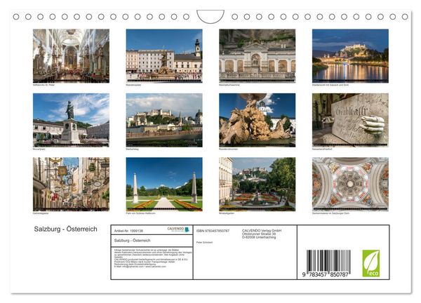 Produktbild: Salzburg - &Ouml;sterreich (Wandkalender 2026 DIN A4 quer), CALVENDO Monatskalender