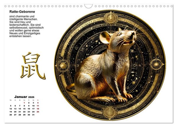 Produktbild: Chinesische Sternzeichen (Wandkalender 2026 DIN A3 quer), CALVENDO Monatskalender