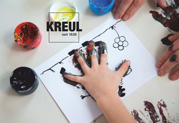 Produktbild: KREUL MUCKI Farben Spiel Kiste, 5 x 50 ml Fingermalfarbe, Wir malen mit H&auml;nden & Fingern