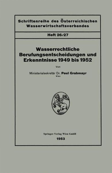 Produktbild: Wasserrechtliche Berufungsentscheidungen und Erkenntnisse 1949 bis 1952