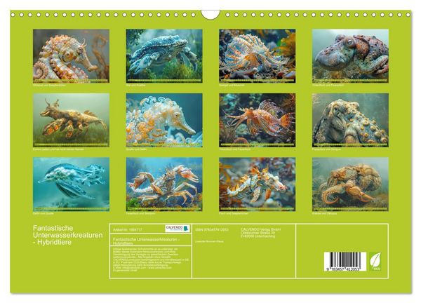 Produktbild: Fantastische Unterwasserkreaturen - Hybridtiere (Wandkalender 2026 DIN A3 quer), CALVENDO Monatskalender