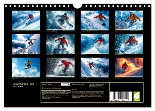 Produktbild: Snowboarden - tolle Momente (Wandkalender 2026 DIN A4 quer), CALVENDO Monatskalender