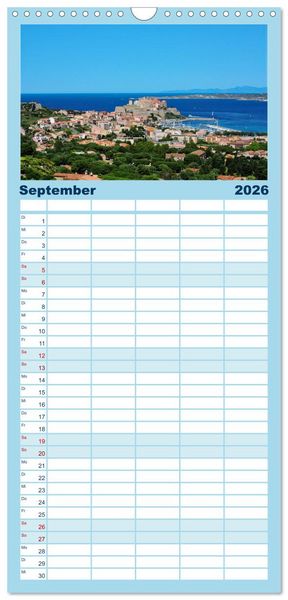 Produktbild: Familienplaner 2026 - Korsika - Farben einer wilden Sch&ouml;nheit mit 5 Spalten (Wandkalender, 21 x 45 cm) CALVENDO