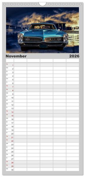 Produktbild: Familienplaner 2026 - American Classic Cars mit 5 Spalten (Wandkalender, 21 x 45 cm) CALVENDO