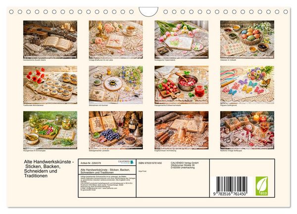 Produktbild: Alte Handwerksk&uuml;nste - Sticken, Backen, Schneidern und Traditionen (Wandkalender 2027 DIN A4 quer), CALVENDO Monatskalender