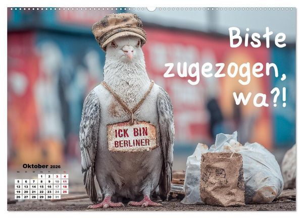 Produktbild: Freche Tauben - Lustiger Spr&uuml;chekalender mit Berliner Schnautze (Wandkalender 2026 DIN A2 quer), CALVENDO Monatskalender