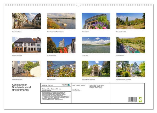 Produktbild: K&ouml;nigswinter. Drachenfels und Rheinromantik (Wandkalender 2026 DIN A2 quer), CALVENDO Monatskalender