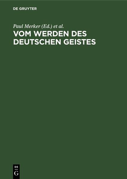 Produktbild: Vom Werden des deutschen Geistes