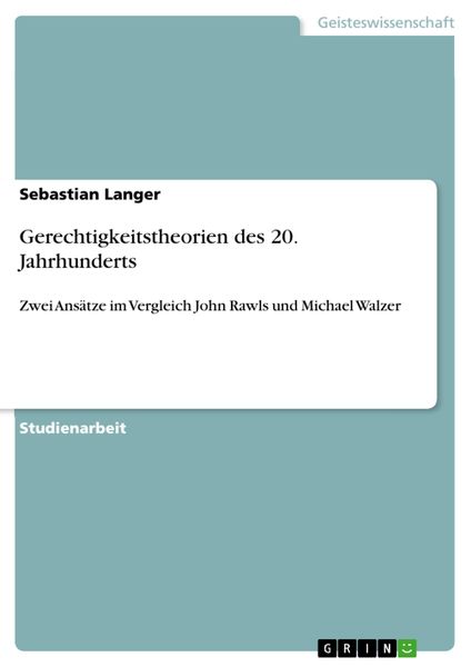 Produktbild: Gerechtigkeitstheorien des 20. Jahrhunderts
