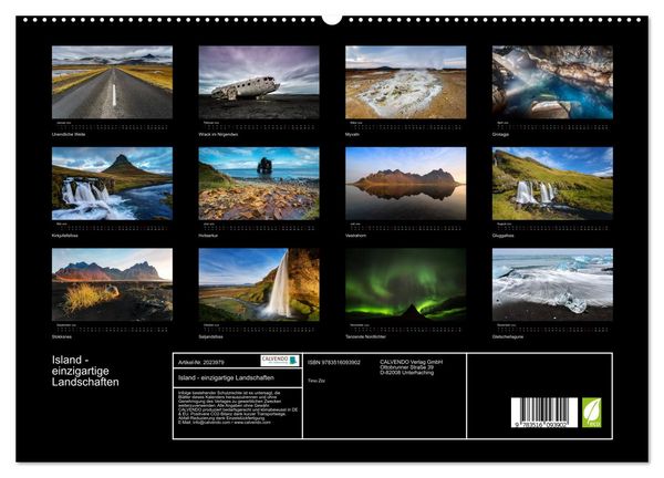 Produktbild: Island - einzigartige Landschaften (hochwertiger Premium Wandkalender 2026 DIN A2 quer), Kunstdruck in Hochglanz