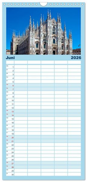 Produktbild: Familienplaner 2026 - Die 12 meistbesuchten St&auml;dte in Europa mit 5 Spalten (Wandkalender, 21 x 45 cm) CALVENDO