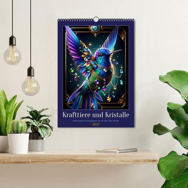 Produktbild: Krafttiere und Kristalle (Wandkalender 2027 DIN A3 hoch), CALVENDO Monatskalender