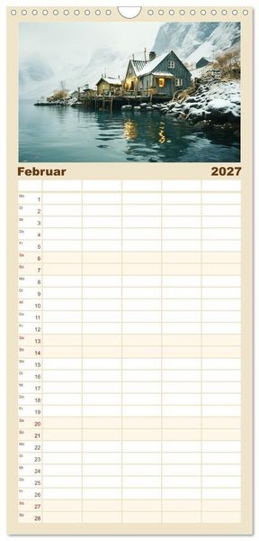 Produktbild: Familienplaner 2027 - Faszinierender Norden mit 5 Spalten (Wandkalender, 21 x 45 cm) CALVENDO