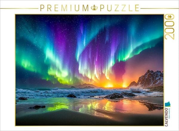 Produktbild: CALVENDO Puzzle T&auml;nzelnde Lichter &uuml;ber vereistem Meer | 2000 Teile Lege-Gr&ouml;&szlig;e 90x67cm Foto-Puzzle f&uuml;r gl&uuml;ckliche Stunden