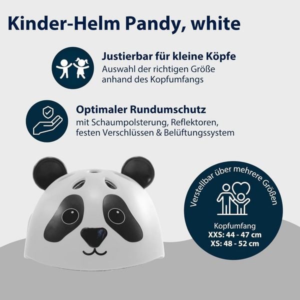 Produktbild: HUDORA 84911 - Kinderhelm Panda, Gr. 44-47, Sicherheitshelm f&uuml;r Fahrrad und Inlineskaten