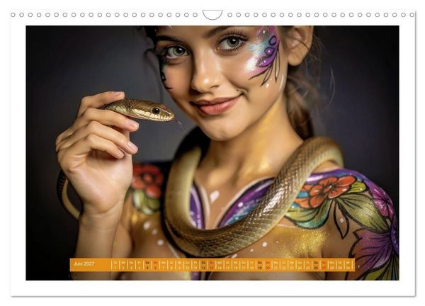 Produktbild: Body Painting mit Schlange (Wandkalender 2027 DIN A3 quer), CALVENDO Monatskalender