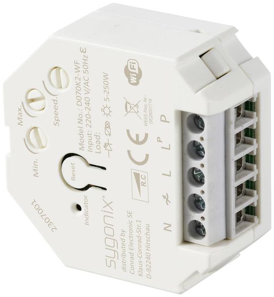 Produktbild: Sygonix SY-5775566 Unterputz Dimmer Geeignet f&uuml;r Leuchtmittel: LED-Lampe, Gl&uuml;hlampe, Halogenlampe Wei&szlig;
