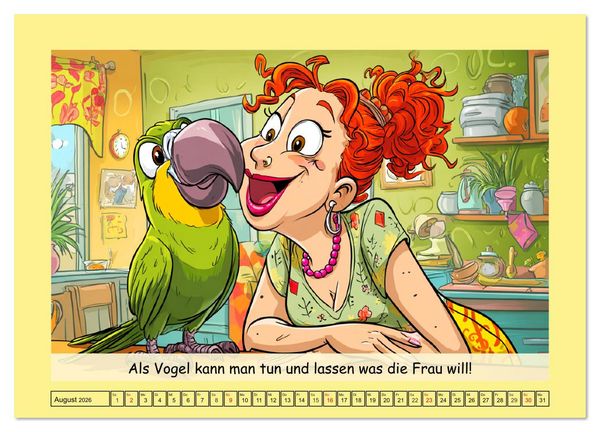 Produktbild: Witzige Cartoons und Spr&uuml;che. Das lustige Leben mit einem Vogel (hochwertiger Premium Wandkalender 2026 DIN A2 quer), Kunstdruck in Hochglanz