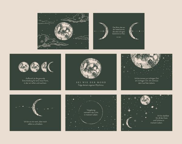 Produktbild: Sch&ouml;nes Postkarten Set "Sei wie der Mond"